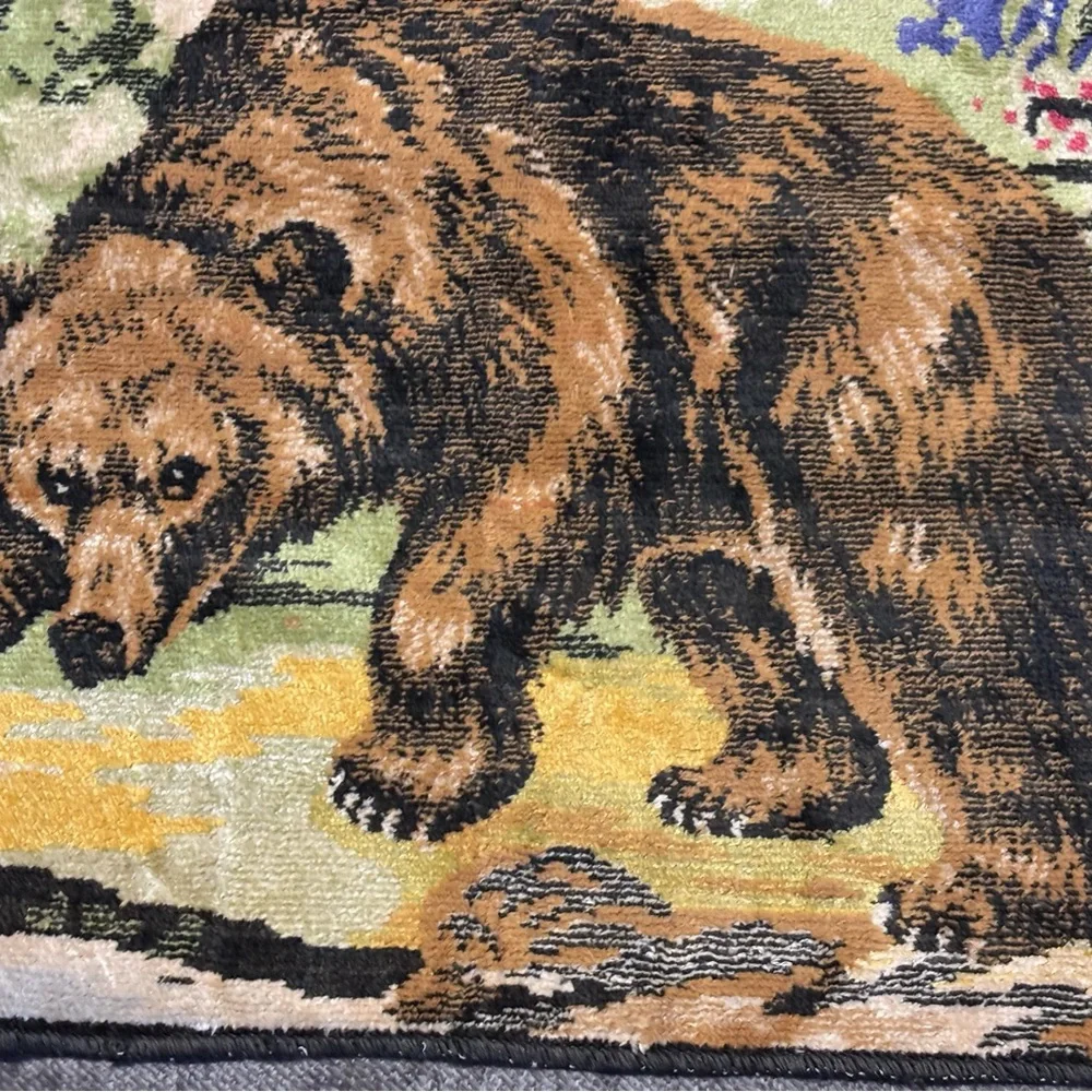 Vintage playful Grizzly Bear Friends Velvet Tapestry Wall Hanging -Belgium
